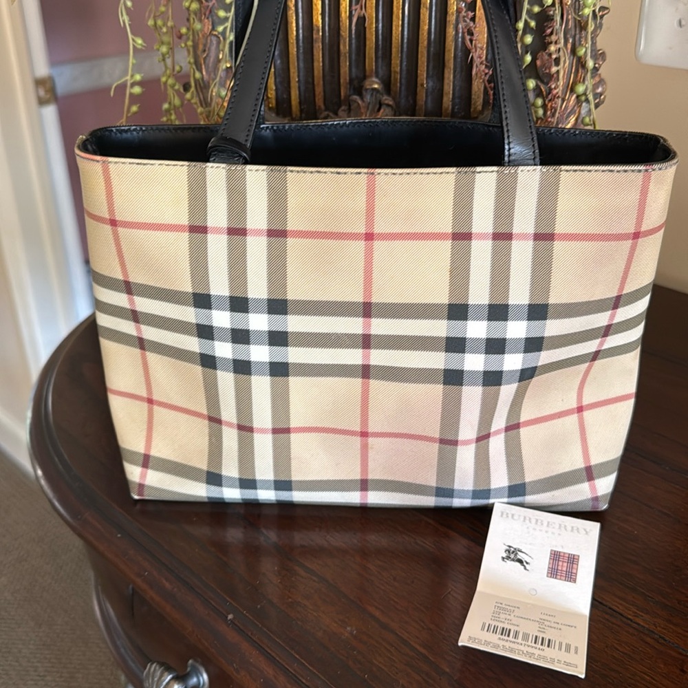 Burberry small checkered tote vintage